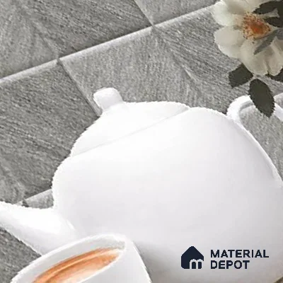 TL 01943 C Ash Grey & Ice White Highlighter 2 18 x 12 inch Glossy Finish Ceramic Wall Tile - 6 mm