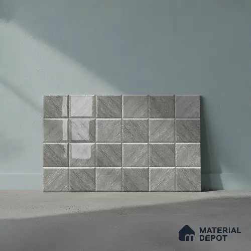 TL 01943 D Porpoise Grey Dark 18 x 12 inch Glossy Finish Ceramic Wall Tile - 6 mm