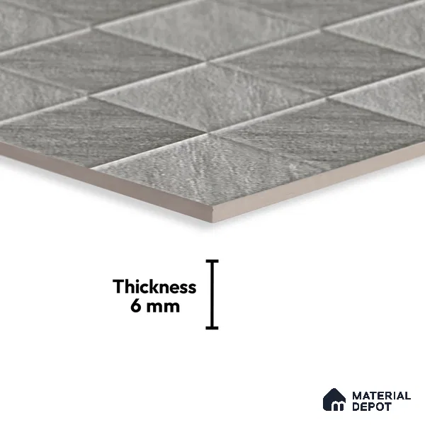 TL 01943 D Porpoise Grey Dark 18 x 12 inch Glossy Finish Ceramic Wall Tile - 6 mm