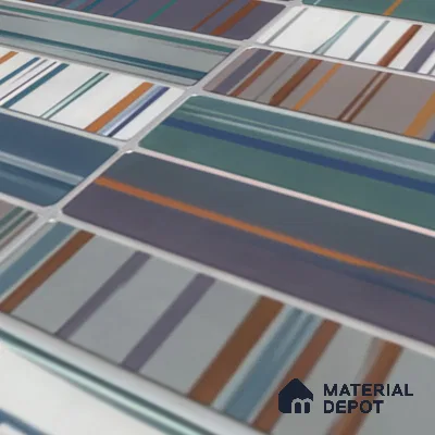 Faux Subway Wall Tile TL 04392 F Blash Fibre Blue 1 ft x 1 ft Matte Finish Ceramic Tile - 9 mm | Suitable For Kitchen, Bathroom, Dining Area | Please Expect a Slight Variation of Pattern