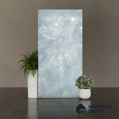 TL 00634 Blue 2 ft x 4 ft Glossy Finish Endless Vitrified Floor & Wall Tile - 9 mm