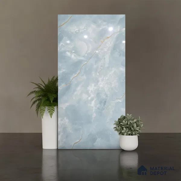 TL 00634 Blue 2 ft x 4 ft Glossy Finish Endless Vitrified Floor & Wall Tile - 9 mm