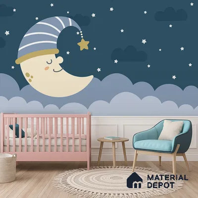 Stars Before Sleep Animals At Night With Stars | WP 04065 B Non Woven Matte Finish Space Style Premium Customized size Wallpaper | 150 GSM WP01MTF Paper | (MOQ = 30 Sq. Ft.)