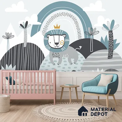 Born to Be Brave Artistic Lion In Jungle | WP 04051 B Non Woven Matte Finish Animal Print Style Premium Customized size Wallpaper | 150 GSM WP01MTF Paper | (MOQ = 30 Sq. Ft.)