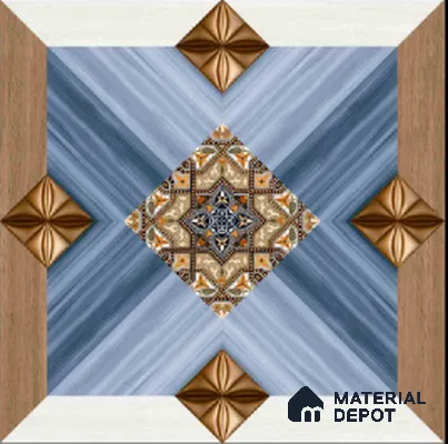 TL 00451 Blue & Brown 2 ft x 2 ft Matte Finish Digital Porcelain Floor & Wall Tile - 9.5 mm | Please Expect a Slight Variation of Pattern