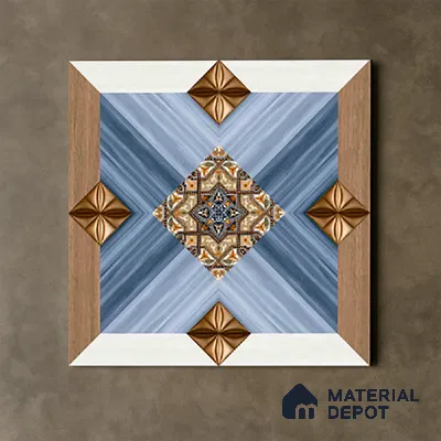 TL 00451 Blue & Brown 2 ft x 2 ft Matte Finish Digital Porcelain Floor & Wall Tile - 9.5 mm | Please Expect a Slight Variation of Pattern