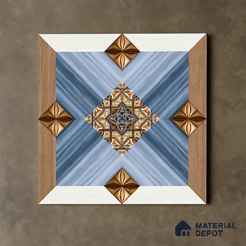TL 00451 Blue & Brown 2 ft x 2 ft Matte Finish Digital Porcelain Floor & Wall Tile - 9.5 mm | Please Expect a Slight Variation of Pattern