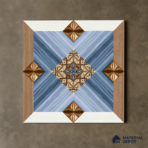 TL 00451 Blue & Brown 2 ft x 2 ft Matte Finish Digital Porcelain Floor & Wall Tile - 9.5 mm | Please Expect a Slight Variation of Pattern
