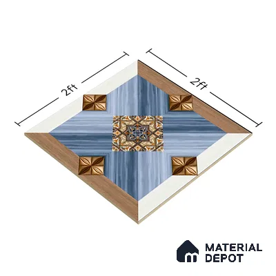 TL 00451 Blue & Brown 2 ft x 2 ft Matte Finish Digital Porcelain Floor & Wall Tile - 9.5 mm | Please Expect a Slight Variation of Pattern