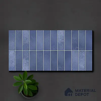 Faux Subway Wall Tile TL 06372 Radiant Blue 2 ft x 1 ft Ceramic Matte Finish Tile - 9 mm | Suitable For Kitchen, Bathroom Walls and Backsplashes | Please Expect a Slight Variation of Pattern