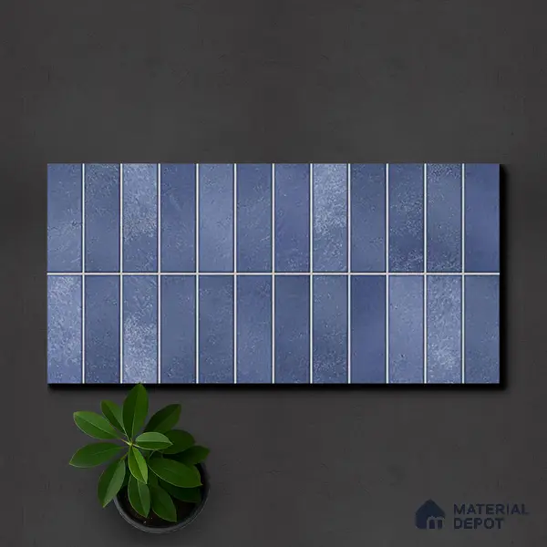 Faux Subway Wall Tile TL 06372 Radiant Blue 2 ft x 1 ft Ceramic Matte Finish Tile - 9 mm | Suitable For Kitchen, Bathroom Walls and Backsplashes | Please Expect a Slight Variation of Pattern