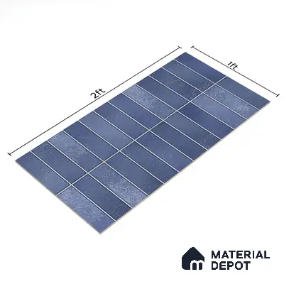 Faux Subway Wall Tile TL 06372 Radiant Blue 2 ft x 1 ft Ceramic Matte Finish Tile - 9 mm | Suitable For Kitchen, Bathroom Walls and Backsplashes | Please Expect a Slight Variation of Pattern