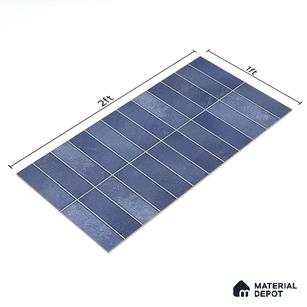 Faux Subway Wall Tile TL 06372 Radiant Blue 2 ft x 1 ft Ceramic Matte Finish Tile - 9 mm | Suitable For Kitchen, Bathroom Walls and Backsplashes | Please Expect a Slight Variation of Pattern