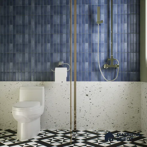 Faux Subway Wall Tile TL 06372 Radiant Blue 2 ft x 1 ft Ceramic Matte Finish Tile - 9 mm | Suitable For Kitchen, Bathroom Walls and Backsplashes | Please Expect a Slight Variation of Pattern