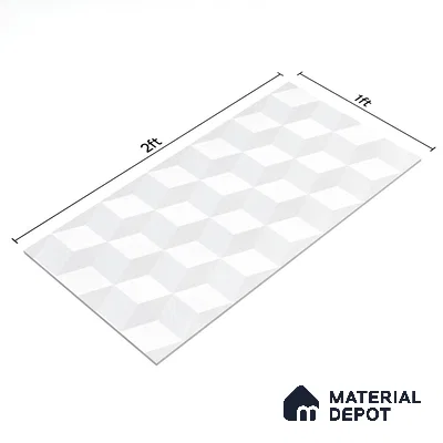 3D Wall Tile TL 06512 B  SR BL 4041 Highlighter 2 24 inch x 12 inch Ceramic Glossy Finish - 8 mm | Suitable for Accent / Feature Walls, Bathroom, Kitchen Wall & Backsplashes (Sample)