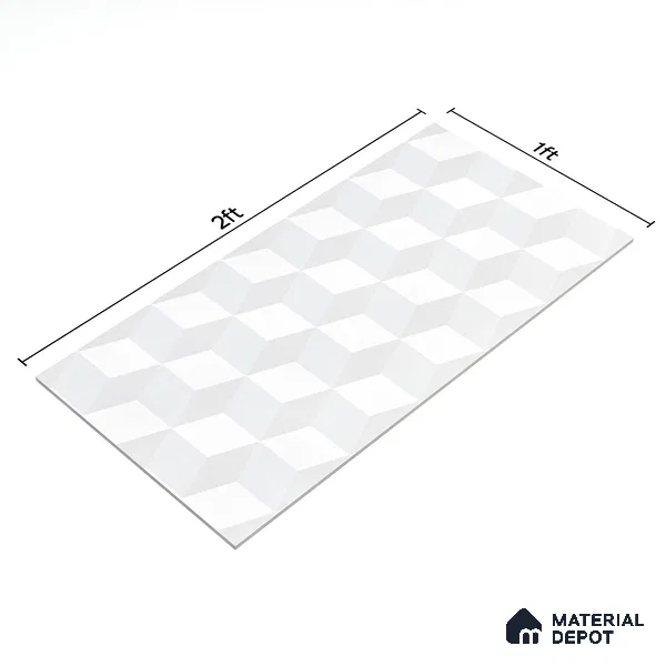 3D Wall Tile TL 06512 B  SR BL 4041 Highlighter 2 24 inch x 12 inch Ceramic Glossy Finish - 8 mm | Suitable for Accent / Feature Walls, Bathroom, Kitchen Wall & Backsplashes (Sample)