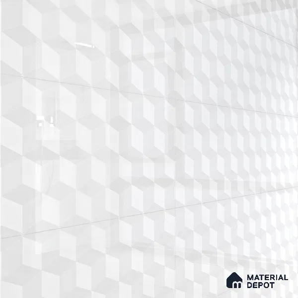 3D Wall Tile TL 06512 B  SR BL 4041 Highlighter 2 24 inch x 12 inch Ceramic Glossy Finish - 8 mm | Suitable for Accent / Feature Walls, Bathroom, Kitchen Wall & Backsplashes (Sample)