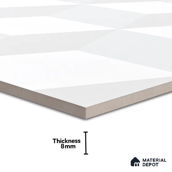 3D Wall Tile TL 06512 B  SR BL 4041 Highlighter 2 24 inch x 12 inch Ceramic Glossy Finish - 8 mm | Suitable for Accent / Feature Walls, Bathroom, Kitchen Wall & Backsplashes (Sample)