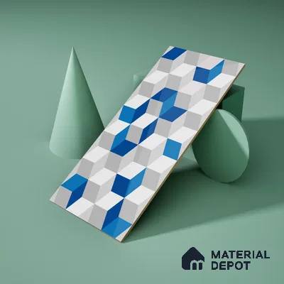 3D Wall Tile TL 06512  SR BL 4041 Highlighter 1 24 inch x 12 inch Ceramic Glossy Finish - 8 mm | Suitable for Accent / Feature Walls, Bathroom, Kitchen Wall & Backsplashes (Sample)