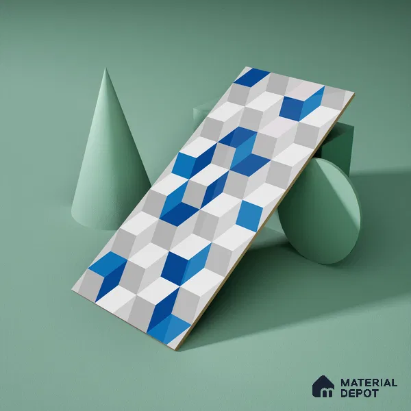3D Wall Tile TL 06512  SR BL 4041 Highlighter 1 24 inch x 12 inch Ceramic Glossy Finish - 8 mm | Suitable for Accent / Feature Walls, Bathroom, Kitchen Wall & Backsplashes (Sample)