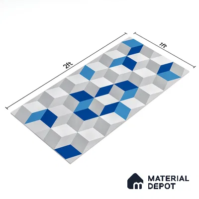 3D Wall Tile TL 06512  SR BL 4041 Highlighter 1 24 inch x 12 inch Ceramic Glossy Finish - 8 mm | Suitable for Accent / Feature Walls, Bathroom, Kitchen Wall & Backsplashes (Sample)