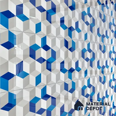3D Wall Tile TL 06512  SR BL 4041 Highlighter 1 24 inch x 12 inch Ceramic Glossy Finish - 8 mm | Suitable for Accent / Feature Walls, Bathroom, Kitchen Wall & Backsplashes (Sample)