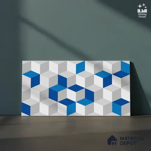 3D Wall Tile TL 06512  SR BL 4041 Highlighter 1 24 inch x 12 inch Ceramic Glossy Finish - 8 mm | Suitable for Accent / Feature Walls, Bathroom, Kitchen Wall & Backsplashes
