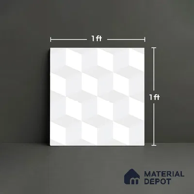 Geometric Floor Tile TL 06512 C   12 inch x 12 inch Ceramic Matte Finish - 8 mm | Suitable for Bathroom | Please Expect a Slight Variation of Pattern (Sample)