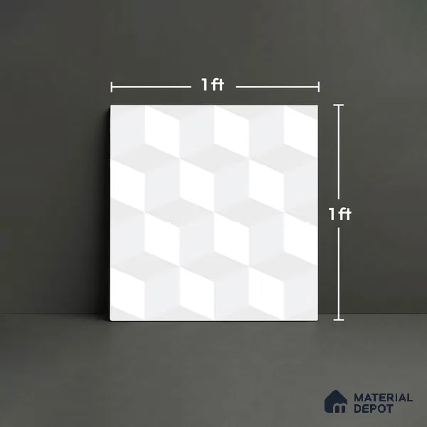 Geometric Floor Tile TL 06512 C   12 inch x 12 inch Ceramic Matte Finish - 8 mm | Suitable for Bathroom | Please Expect a Slight Variation of Pattern (Sample)