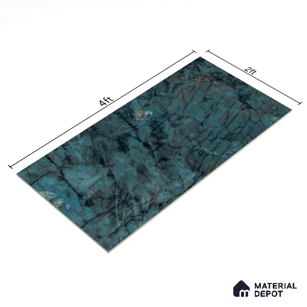 Marble Look Wall Tile TL 06633 Labradorite Jade 4 ft x 2 ft Vitrified High Gloss Finish - 9 mm | (Random 8) | Suitable for Living Room, Bedroom, Bathroom, Kitchen, Office, Elevation & Dining