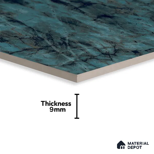 Marble Look Wall Tile TL 06633 Labradorite Jade 4 ft x 2 ft Vitrified High Gloss Finish - 9 mm | (Random 8) | Suitable for Living Room, Bedroom, Bathroom, Kitchen, Office, Elevation & Dining