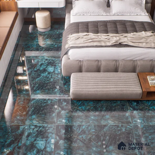 Marble Look Wall Tile TL 06633 Labradorite Jade 4 ft x 2 ft Vitrified High Gloss Finish - 9 mm | (Random 8) | Suitable for Living Room, Bedroom, Bathroom, Kitchen, Office, Elevation & Dining