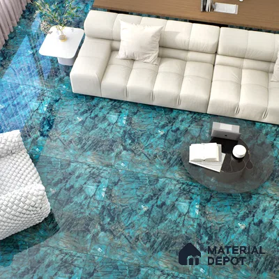 Marble Look Wall Tile TL 06633 Labradorite Jade 4 ft x 2 ft Vitrified High Gloss Finish - 9 mm | (Random 8) | Suitable for Living Room, Bedroom, Bathroom, Kitchen, Office, Elevation & Dining