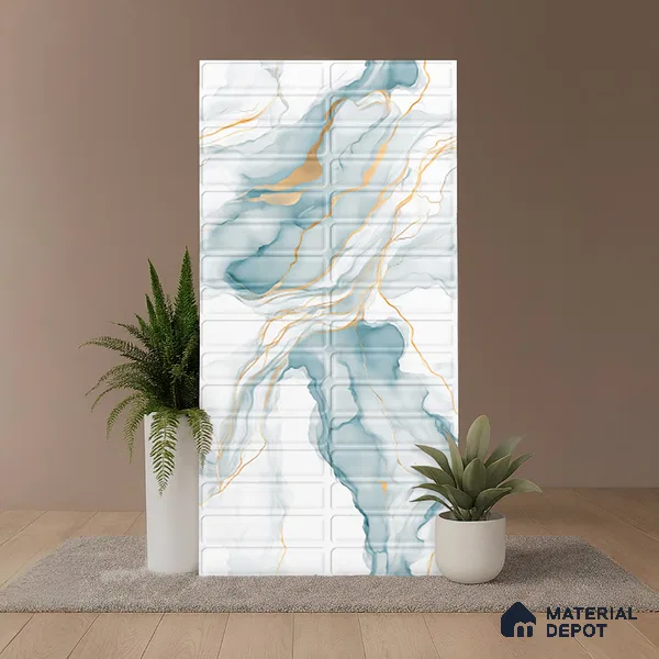 Faux Subway Wall Tile TL 08538 B | Subway Pale Statuario 4 ft x 2 ft Dazel Punch Sugar Matte Finish Porcelain Tile - 9 mm | Suitable for Kitchen, Bathroom & Dining Area