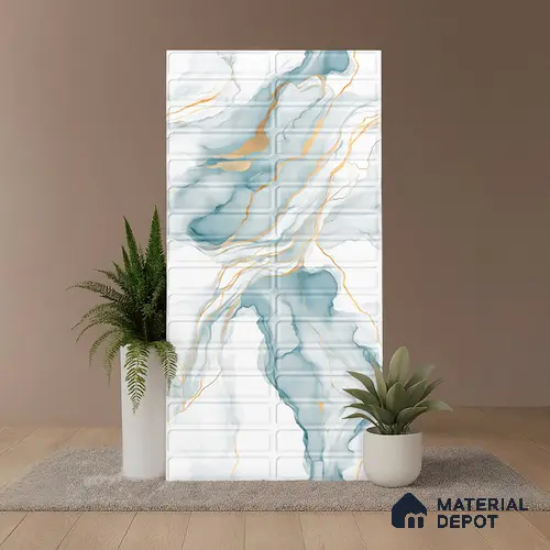 Faux Subway Wall Tile TL 08538 B | Subway Pale Statuario 4 ft x 2 ft Dazel Punch Sugar Matte Finish Porcelain Tile - 9 mm | Suitable for Kitchen, Bathroom & Dining Area