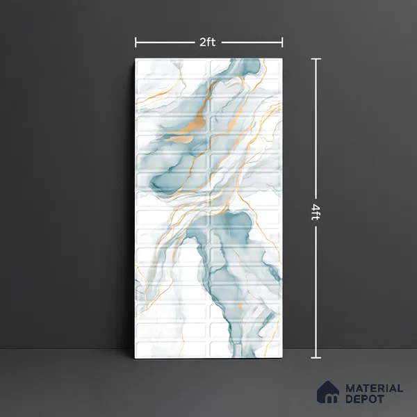 Faux Subway Wall Tile TL 08538 B | Subway Pale Statuario 4 ft x 2 ft Dazel Punch Sugar Matte Finish Porcelain Tile - 9 mm | Suitable for Kitchen, Bathroom & Dining Area