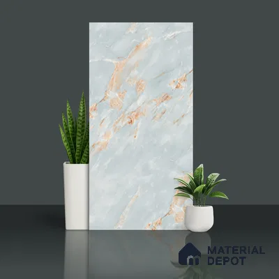 Marble Floor & Wall Tile TL 08540 | Eragon Aqua 4 ft x 2 ft Sugar Matte Finish Porcelain Tile - 9 mm | 3 Random Design | Suitable for Living Room, Bedroom, Bathroom & Kitchen