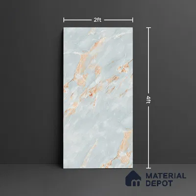 Marble Floor & Wall Tile TL 08540 | Eragon Aqua 4 ft x 2 ft Sugar Matte Finish Porcelain Tile - 9 mm | 3 Random Design | Suitable for Living Room, Bedroom, Bathroom & Kitchen