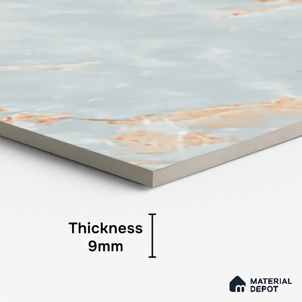 Marble Floor & Wall Tile TL 08540 | Eragon Aqua 4 ft x 2 ft Sugar Matte Finish Porcelain Tile - 9 mm | 3 Random Design | Suitable for Living Room, Bedroom, Bathroom & Kitchen