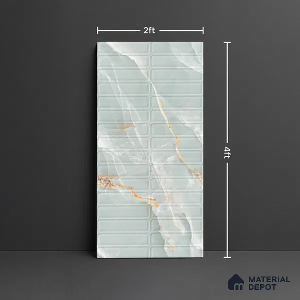 Faux Subway Wall Tile TL 08534 B | Subway Gress Aqua 4 ft x 2 ft Dazel Punch Sugar Matte Finish Porcelain Tile - 9 mm | 3 Random Design | Suitable for Kitchen, Bathroom & Dining Area