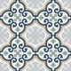 A close-up of a Moroccan Carpet Floor Tile TL 06616 C Florentine Blue Centre | 1 ft x 1 ft Ceramic Matte Finish - 9 mm | Suitable for Living Room, Bedroom, Kitchen with a Matte finish available at Material Depot in Bangalore