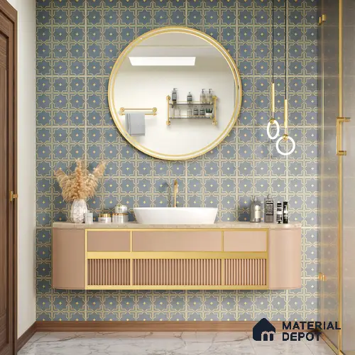 Moroccan Wall & Floor Tile TL 06617 Soul Blue | 1 ft x 1 ft Ceramic Matte Finish - 9 mm  | Suitable for Bathroom, Kitchen, Balcony | Please Expect a Slight Variation of Pattern