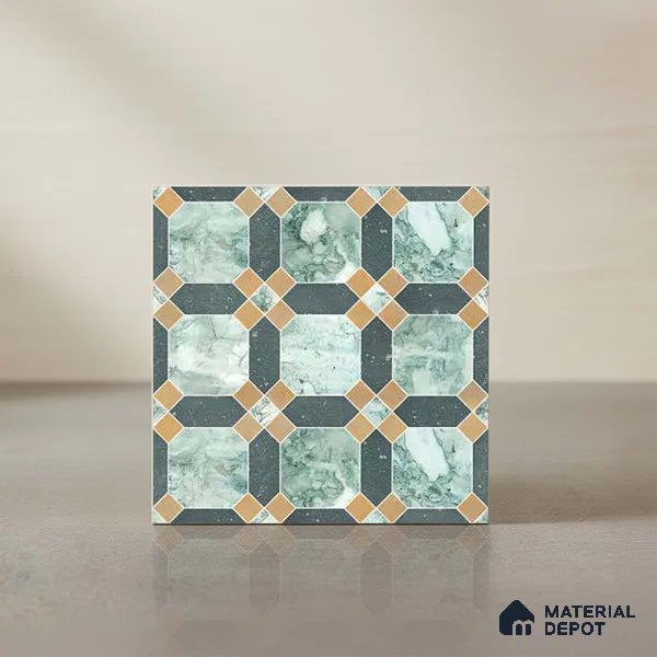 Moroccan Wall & Floor Tile TL 10030 | CRV-77 | 1 ft x 1 ft Matte Finish Ceramic Tile - 10 mm | Suitable for Bathroom, Kitchen, Balcony | Please Expect a Slight Variation of Pattern