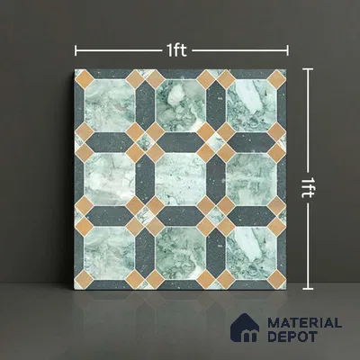 Moroccan Wall & Floor Tile TL 10030 | CRV-77 | 1 ft x 1 ft Matte Finish Ceramic Tile - 10 mm | Suitable for Bathroom, Kitchen, Balcony | Please Expect a Slight Variation of Pattern