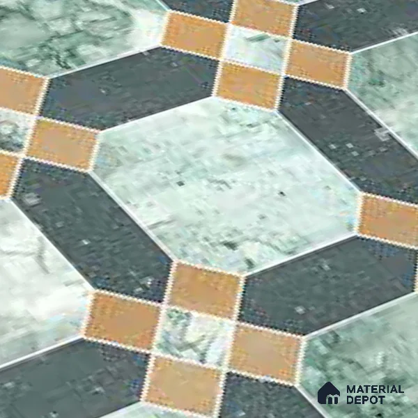 Moroccan Wall & Floor Tile TL 10030 | CRV-77 | 1 ft x 1 ft Matte Finish Ceramic Tile - 10 mm | Suitable for Bathroom, Kitchen, Balcony | Please Expect a Slight Variation of Pattern