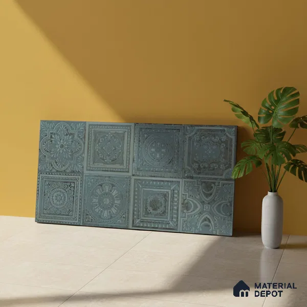 Patterned Wall Tile TL 06531 B G Lux Green Decor 2 ft x 1 ft Ceramic Matte Finish - 8 mm | Suitable for Kitchen, Bathroom & Balcony Walls