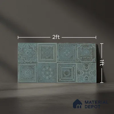 Patterned Wall Tile TL 06531 B G Lux Green Decor 2 ft x 1 ft Ceramic Matte Finish - 8 mm | Suitable for Kitchen, Bathroom & Balcony Walls