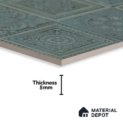 Patterned Wall Tile TL 06531 B G Lux Green Decor 2 ft x 1 ft Ceramic Matte Finish - 8 mm | Suitable for Kitchen, Bathroom & Balcony Walls