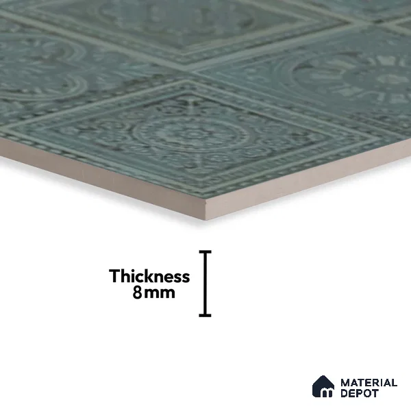 Patterned Wall Tile TL 06531 B G Lux Green Decor 2 ft x 1 ft Ceramic Matte Finish - 8 mm | Suitable for Kitchen, Bathroom & Balcony Walls