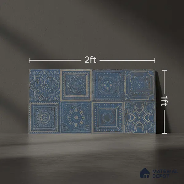 Highlighter Wall Tile TL 06531 G Lux Blue Decor 2 ft x 1 ft Ceramic Matte Finish - 8 mm | Suitable for Kitchen, Bathroom & Balcony Walls